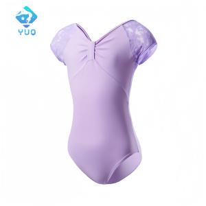 Lilac Sleeveless Ballet Leotard with Foral Lace