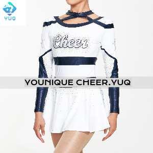 YUQ All Star AB Rhinestone Long Sleeve Breathable High Quality Cheerleading Uniform