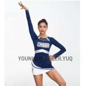 YUQ Deep blue high-stretch breathable fabric Cheer Uniforms